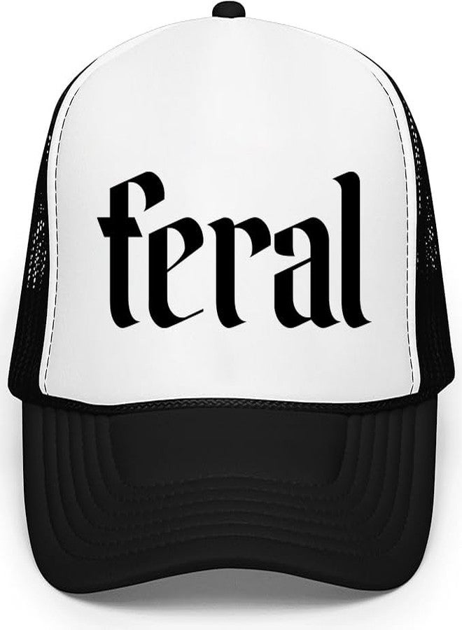 Gelid Feral Trucker Hat for Men and Women - Funny Best Friend Gag Gifts for Him Her Snapback Hat - Girls Beach or Lake Trip Gift Idea - Unisex Adult Breathable Polyester Mesh Adjustable Cap - Black - Image 1